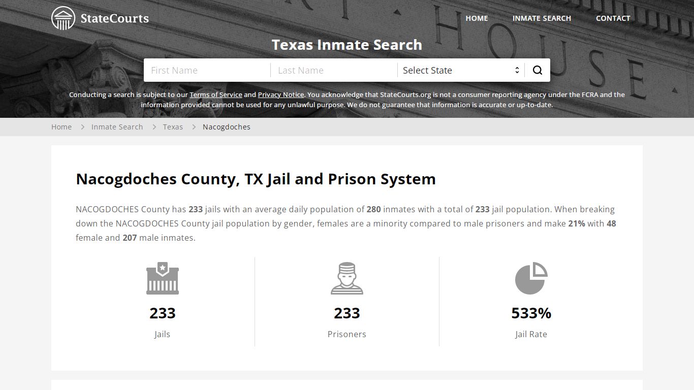 Nacogdoches County, TX Inmate Search - StateCourts